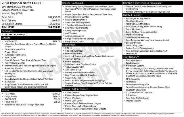 hyundai santa fe 2023 5NMS24AJXPH651082 image hyundai santa fe 2023 5NMS24AJXPH651082 image
